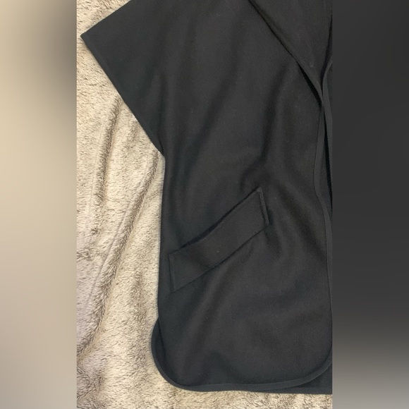 Aritzia Talula Wool Blend Laverton Poncho in Black with black trim - Picture 5 of 8